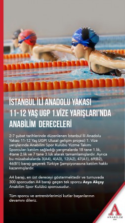 İstanbul İli Anadolu Yakası 11-12 Yaş UGP 1.Vize Yarışları'nda Anabilim Dereceleri